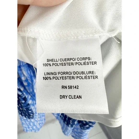 Maggy London Blue White Ombre Check Sleeveless Handkerchief Hem Dress Size 6 - Picture 5 of 10